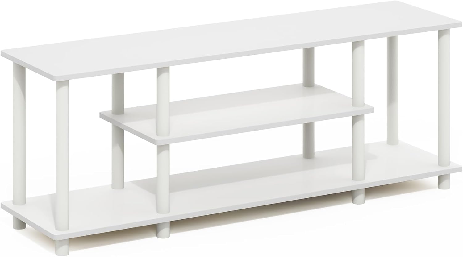 Furinno Turn-N-Tube No Tools 3D 3-Tier Entertainment TV Stands, White\/White