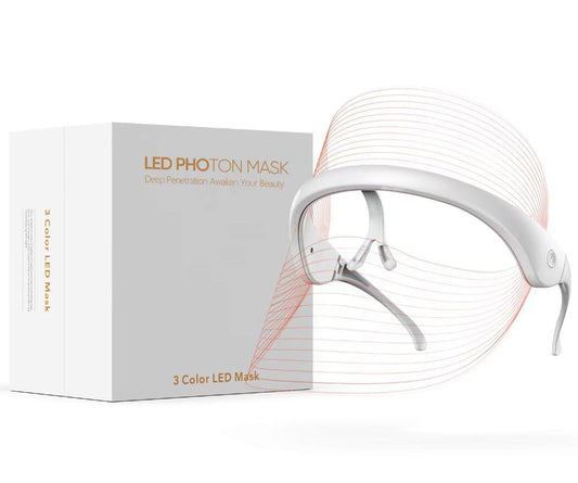 GOHIGK LED Face Mask Light Therapy Facial Photon Beauty Device with USB Cable 3 Colors LED Skin Care Treatment Mask for Facial Rejuvenation, Anti-Aging