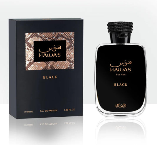 Hawas Black for Men Eau de Parfum Spray, 3.33 Ounce