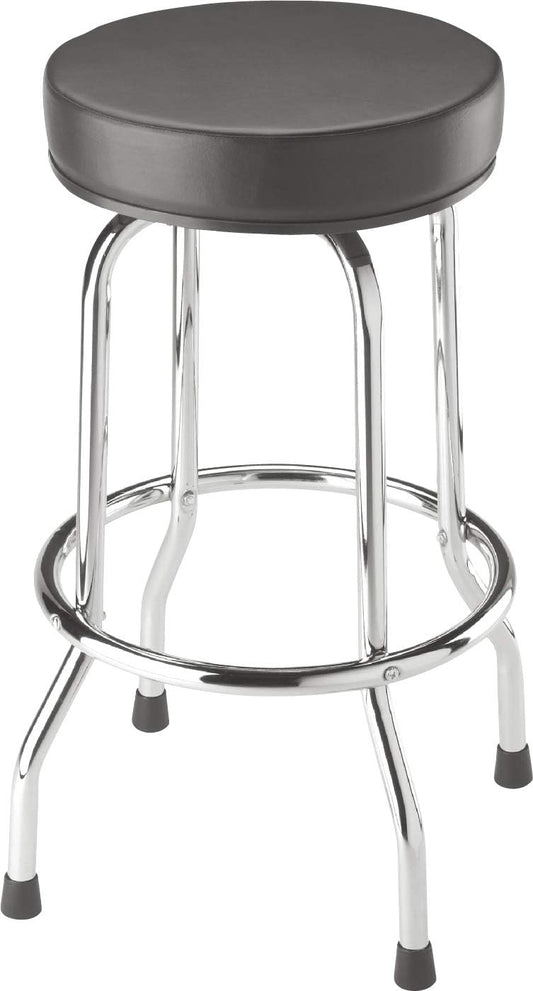 BIG RED Torin Swivel Bar Stool: Padded Garage\/Shop Seat with Chrome Plated Legs, Black, 28.74" Tall, 18.5" Diameter