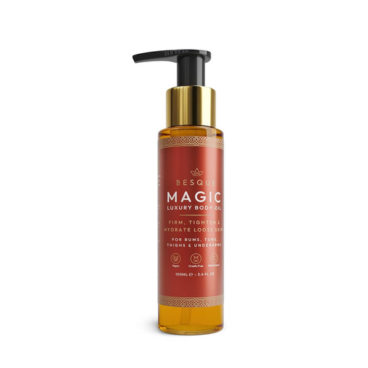Besque Magic Body Oil, 3.38 FL OZ, After Shower Body Oil For Women, Hydrating Skin Care For Full Body That Plumps, Tightens, and Firms Skin With Natural Ingredients, Luxury Spa Gifts - Pack of 1