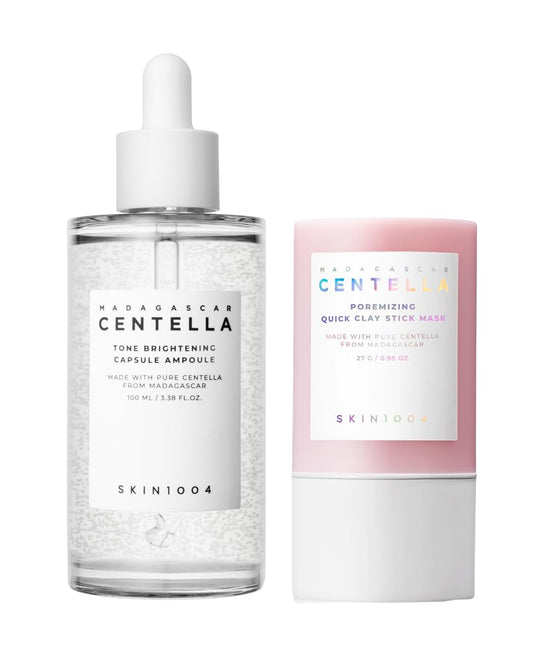 SKIN1004 Madagascar Centella Poremizing Quick Clay Stick Mask and Tone Brightening Capsule Ampoule 100ml