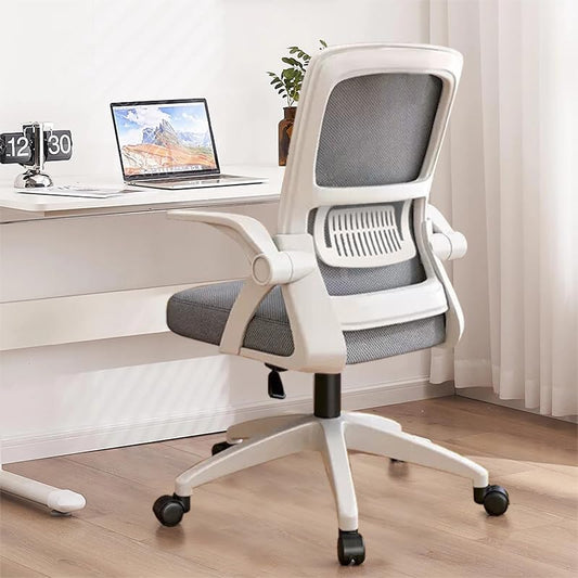 XUEGW Office Chair, Ergonomic Desk Chair Breathable Mesh Chair Swivel Chair with Flip-Up Arms and Lumbar Support Computer Chair for Home Office