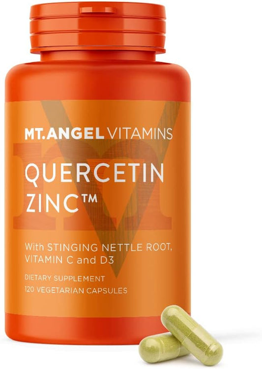 Mt. Angel Vitamins - Zinc Quercetin with Bromelain Supplement \u2013 Immune Support & Respiratory Health - Quercetin 500mg Capsules | Zinc 50mg | Vitamin C Capsules | Immune Booster for Adults - 120ct.