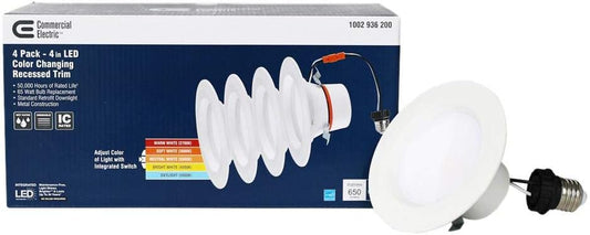 (4 - Pack) Commercial Electric 4 in. Color temperature Integrated LED Recessed Trim