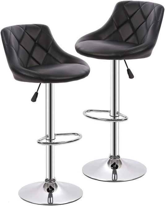 BestOffice Counter Height Bar Stools Set of 2 Barstools Swivel Stool Height Adjustable Bar Chairs with Back PU Leather Swivel Bar Stool Kitchen Counter Stools Dining Chairs
