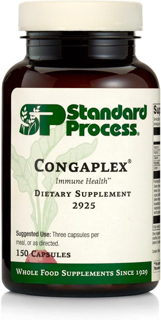Standard Process Congaplex - Thymus Gland Support Supplement - Support Immune Health with Calcium Lactate, Magnesium, Vitamin C & Vitamin A - Immune System Aid with Mushroom Powder - 150 Capsules