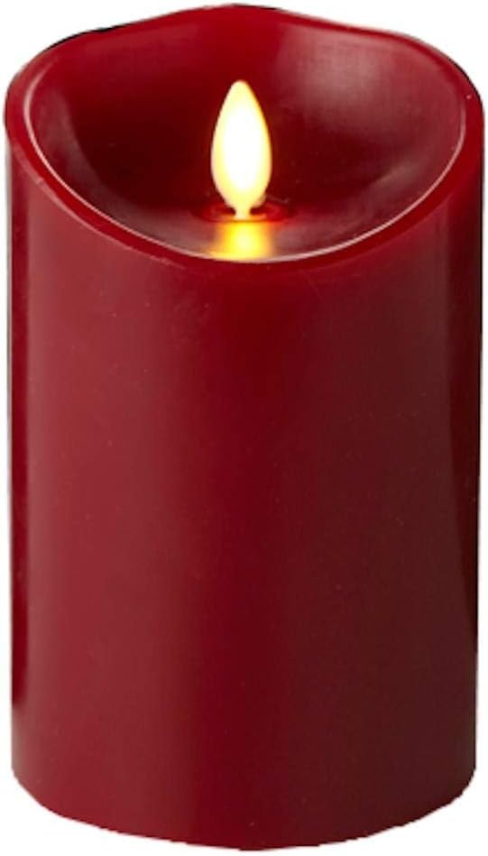 Luminara Flameless Candle: Cinnamon Scented Moving Flame Candle with Timer (5" Red)