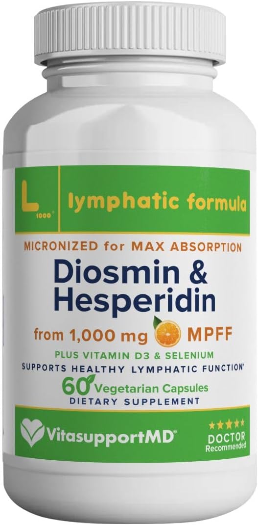 Lymphatic Formula, Diosmin Hesperidin 1000 mg, MPFF Lymphatic Support, Lymph System Support, Vitamin D3 and Selenium Supplement, 60 Capsules