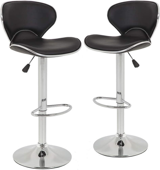 BestOffice Bar Stools Set of 2, Counter Height Adjustable Bar Stools with Back Bar Stool PU Leather Swivel Bar Stool Kitchen Counter Bar Stools Dining Chairs