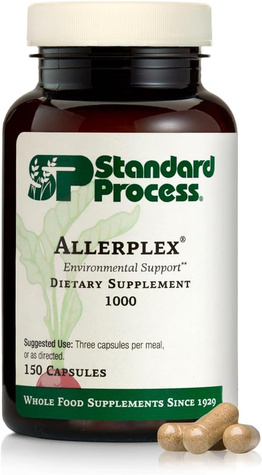Standard Process Inc. Allerplex, Lung Health Support Supplement, Dietary Supplement with Vitamin A & Pneumotrophin PMG, Support Healthy Mucous Membranes, Supports Seasonal Challenges - 150 Capsules