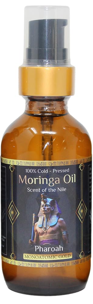 ZP.TECH Pharoah - 100% Pure Moringa Oil infused with Cederwood, Leather, Sandlewood, Sweet Tobacco and Egyptian Ormus Gold - Scent of the Nile - 2oz. (60 ml)