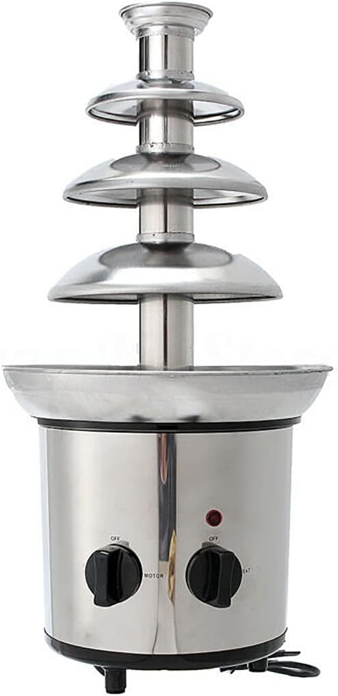 ZEVELOO Stainless Steel Chocolate Fountain Machine 4 Tier Electric Chocolate Fondue Fountain Machine 4-Pound Capacity for Chocolate Candy Butter Cheese (4-Tier)