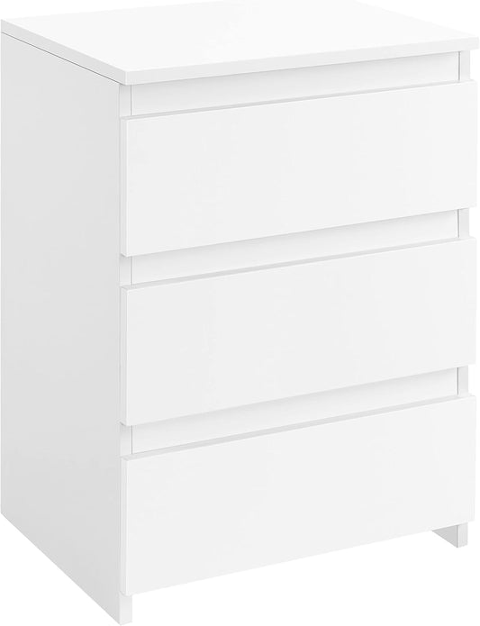 Yaheetech Nightstand with 3 Drawers, Wooden Bedside Table with Storage, Small Bedside Storage Cabinet Unit with Sturdy Base for Bedroom\/Small Space, White