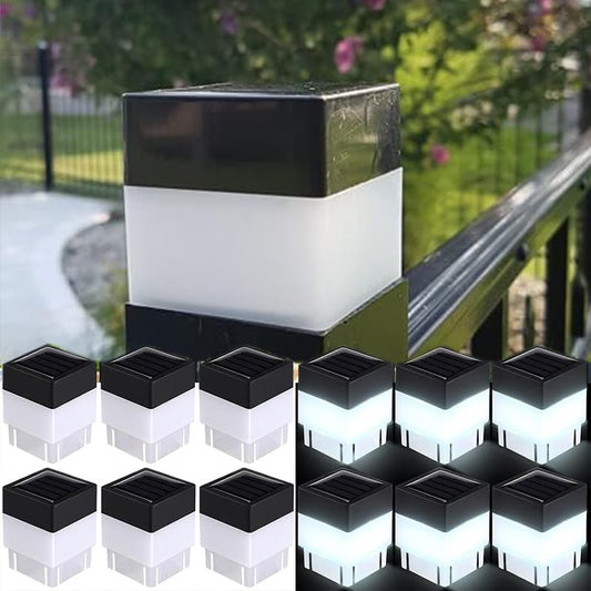 Solar LED Fence Post Cap for Wrought Iron and Aluminum Or Garden, Solar Fence Lights White Light, for Garden, Yard, Pathway 2In X 2In (5cm X 5cm)(White Light) 12PC, SN-2019