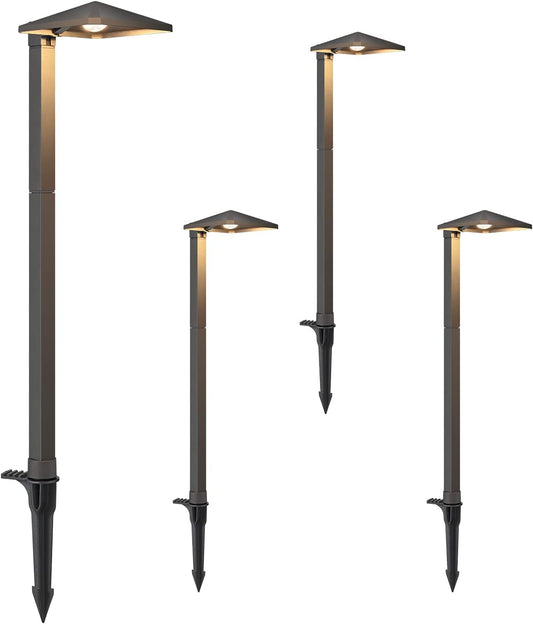 EDISHINE Low Voltage Landscape Lighting, 3W 230LM 3000K 50,000 Hrs Waterproof LED Pathway Lights Wired, 12-24V Outdoor Electric Landscape Lighting with Connectors, Aluminum Housing, ETL Listed, 4 Pack