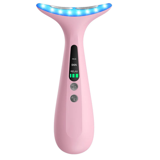 Facial and Neck Massager for Face, Neck - Skin Lifting & Firming - Wrinkle & Dark Circle Reducer - at Home Skin Care Face Sculpting Tool and Neck Massager-Pink