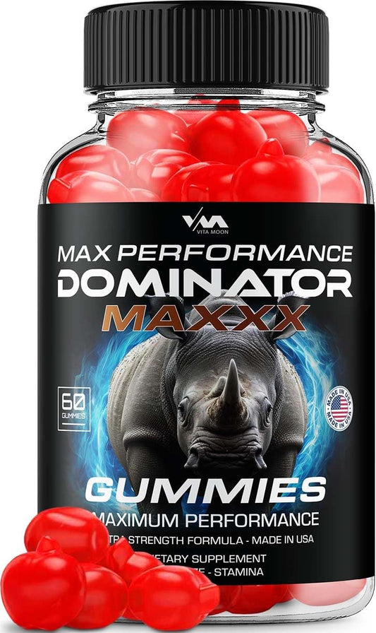 (1 Pack) Dominator Max Performance Gummies for Men – Dominator Maxxx Maximum Strength 1000MG, Dominator Maxx All Natural for Muscle Growth & Vitamin B12 Support, 60 Gummies