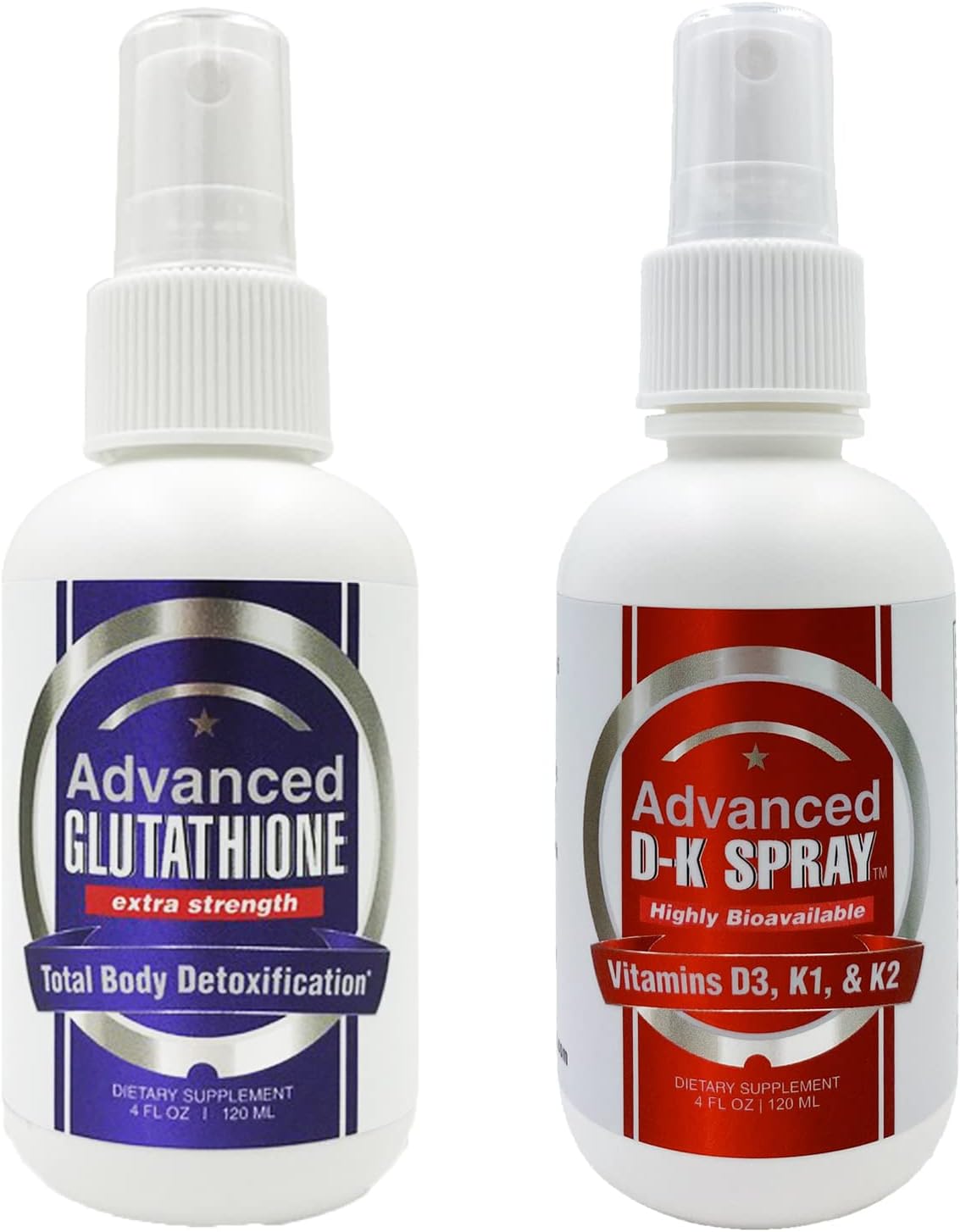 Advanced Glutathione + Advanced Vitamin D3 K2 Spray | Antioxidant, Free Radical Remover Plus Bone, Heart, & Mood Supplement