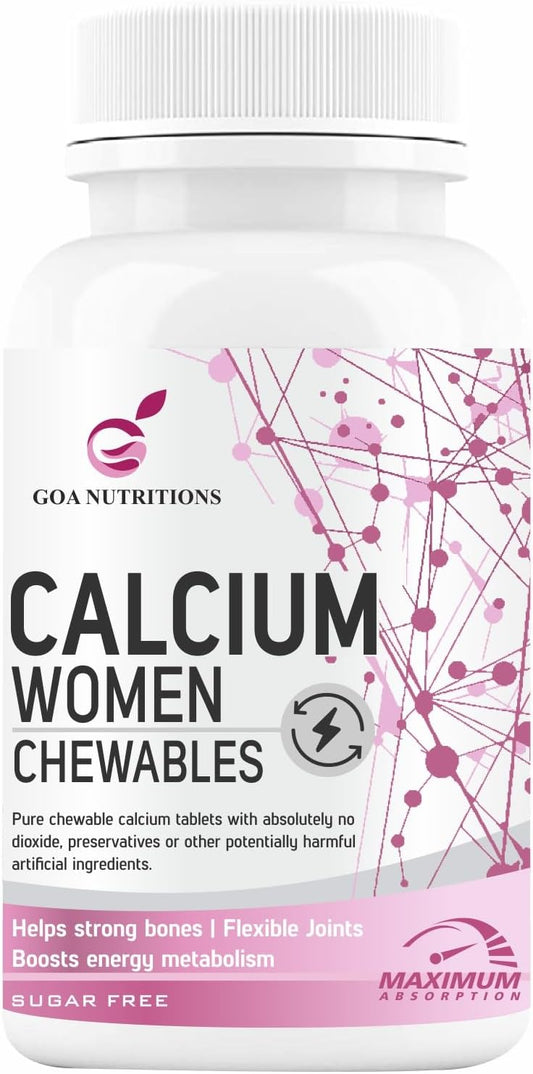 GOA NUTRITIONS Calcium Tablets for Women,Magnesium Zinc Supplement Joint Support with Vitamin D3, B12 Supplements to Promote Bone Health & Supports Muscle Function for Women-120 Tablet