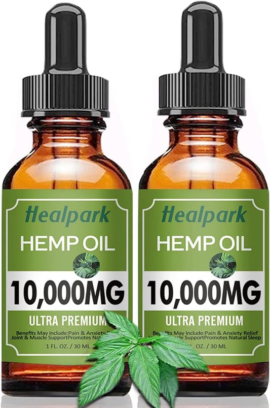 (2 Pack 10000mg) Hemp Oil - Natural Hemp Seed Extract Hemp Drops Rich in Vitamin & Omega 3 6 9