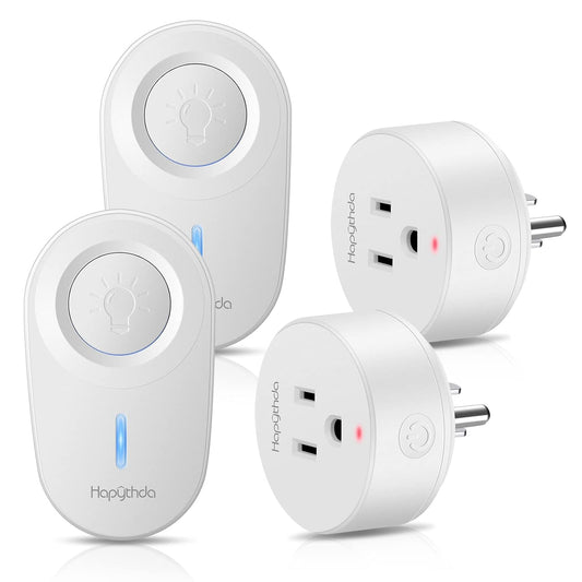 [2 Pack]HAPYTHDA Wireless Remote Control Outlet Plug, No Wiring Needed Remote Light Switches Kit, 500 Feet RF Range 275V\/15A\/1500W Electrical Remote Outlet for Light, Small Electrical Appliance