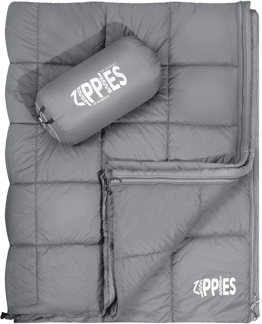 ZIPPIES 3M Thinsulate Insulation Puffy Camping Blanket for Cold Weather, Queen Size Warm Camping Quilt with Zipper, Waterproof Outdoor Sleeping Bag for Hammock, Cozy & Versatile Gift for Men and Women