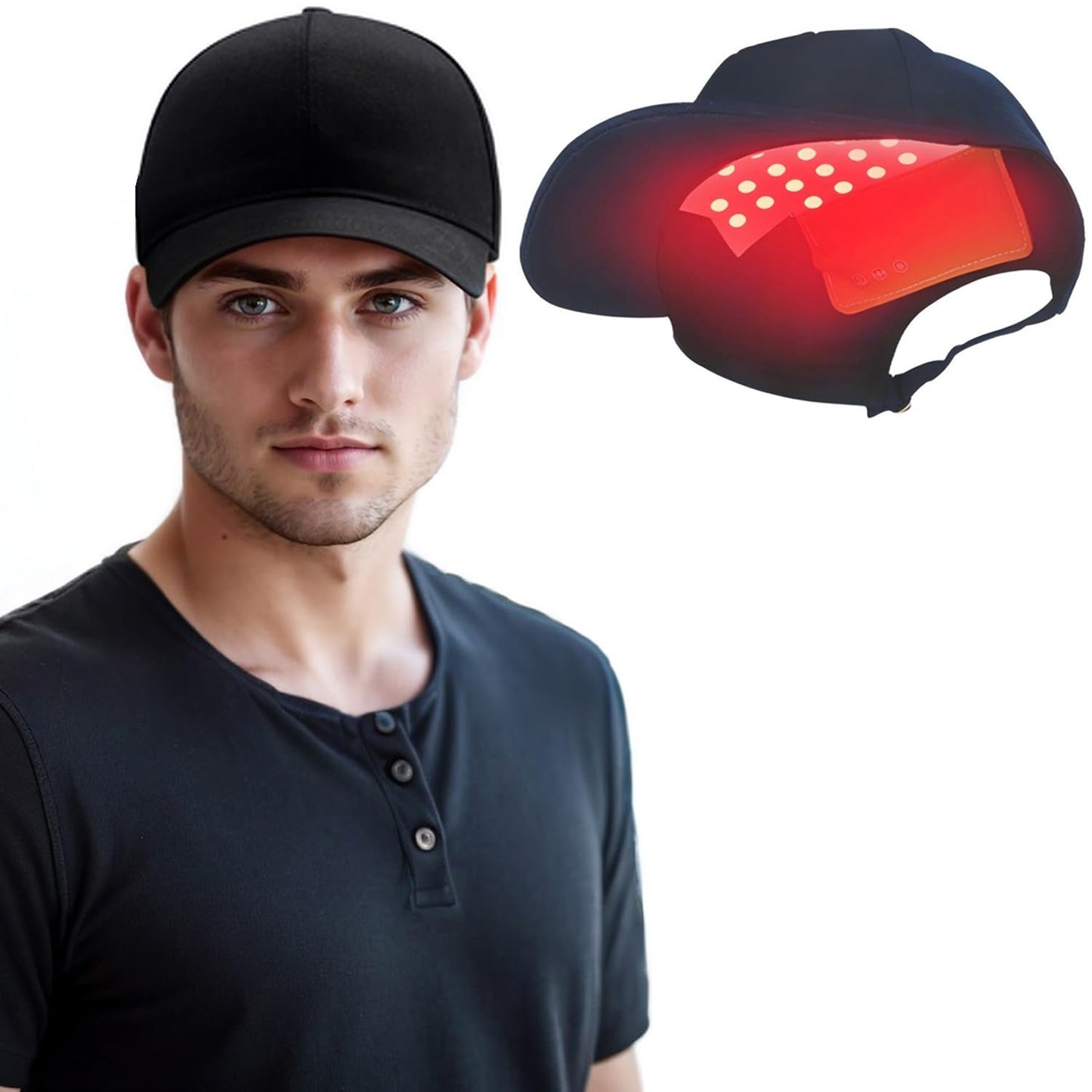 Laser Hair Growth Cap, Red Light Therapy for Hair Growth, With Vibration Function, Hair Loss Treatments Hat for Men & Women, Built-in Battery & Controller