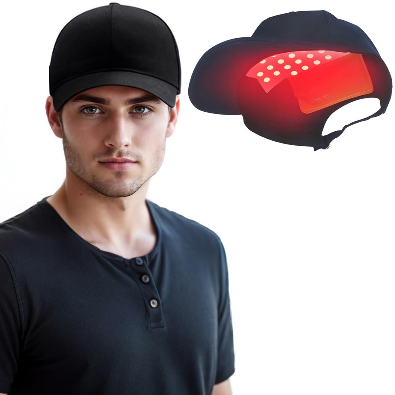 Laser Hair Growth Cap, Red Light Therapy for Hair Growth, With Vibration Function, Hair Loss Treatments Hat for Men & Women, Built-in Battery & Controller