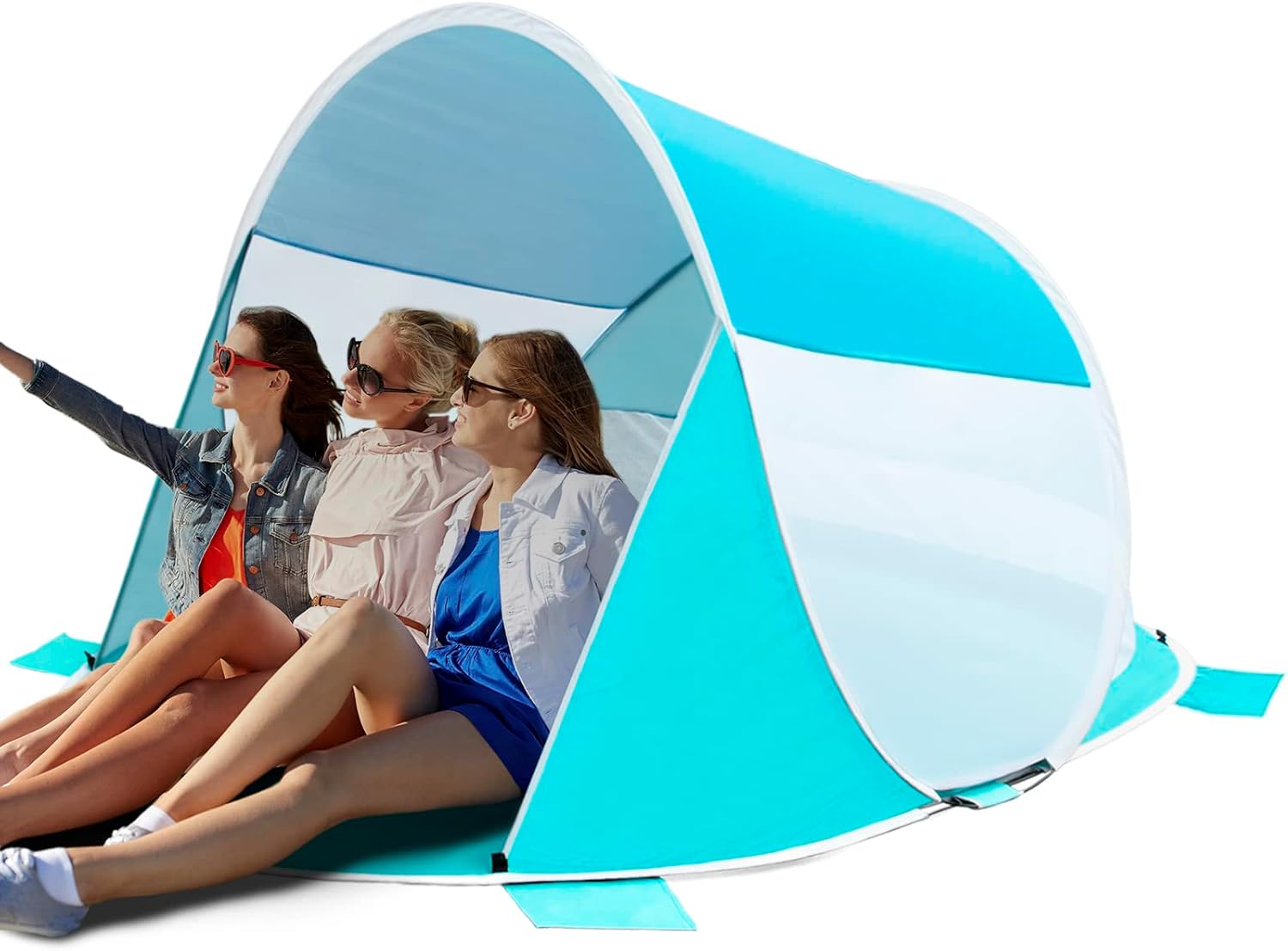 anngrowy Pop Up Beach Tent Beach Shade Tent UPF 50+ Beach Tent 3-5 Person Easy Setup Beach Tents Sun Shelter Shade Beach Sun Tent Pop Up Shade Tents Beach Shelter Portable Beach Sunshade Lightweight