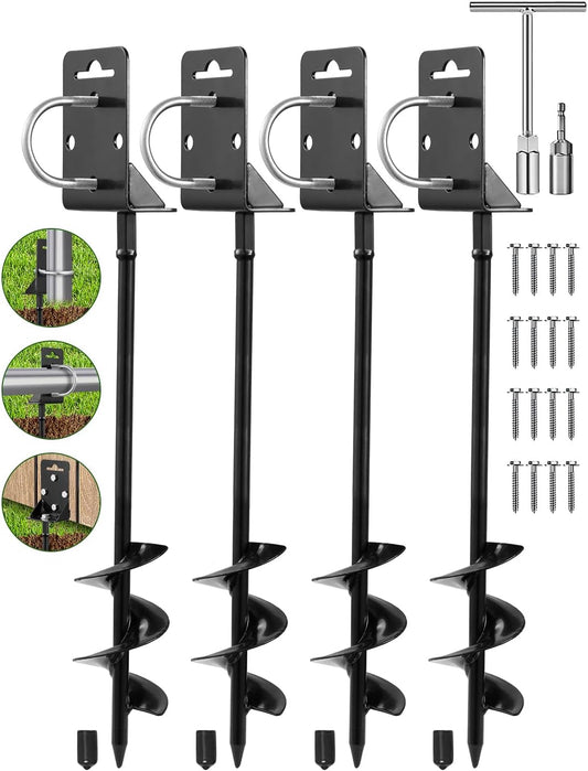 Sararoom 4Pack Ground Anchors Screw in with Pressure Relief Device, 28 Inch Heavy Duty Anchor Hook, Swing Set Anchors, Trampoline Anchor Kit for Camping Tents, Car Ports, Swing Sets, Canopies