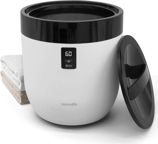 SereneLife Bucket Warmers with Customized Fragrances for Spa and Bathroom, Timer 20\/40\/60\/90 Minutes, Fits 1 Large Towel, Blanket, Bathrobe, PJs (Black)