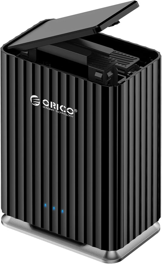 ORICO 2 Bay Hard Drive Enclosure USB C Plug and Play DAS Backup with 12V\/4A Power Adapter Maximum 2*22TB Storage for Personal Local Database - 9728C3