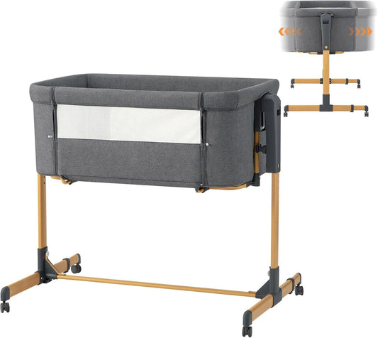 BOSEDSANG 3 in 1 Baby Bassinet,Rocking Bassinet,Bedside Bassinet with Wheels and Adjustable Height,Bedside Sleeper with Breathable Mesh and Mattress,Baby Crib for Newborn (1, L-Shape)