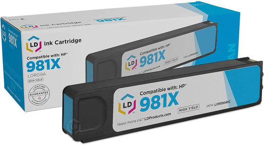 LD Remanufactured Ink Cartridge Replacement for HP 981X L0R09A High Yield (Cyan) Compatible with HP PageWide Enterprise Color 586f 586z HP PageWide Managed Color E58680z MFP E58650dn and More