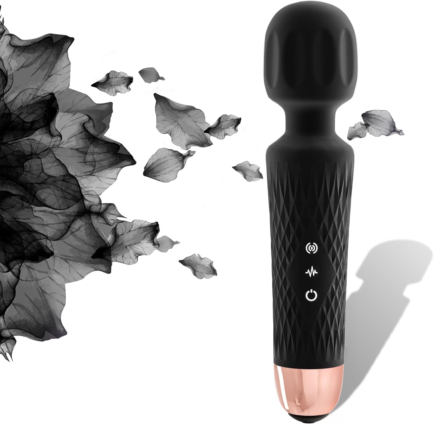 NICLOVE The Original 3-in-1 Personal Massager - Cordless, 2 hrs Continuous Vibration - Quiet & Waterproof - Vibrating Wand for Neck, Back Pain, Tension Relief & Muscle Soreness (Black)