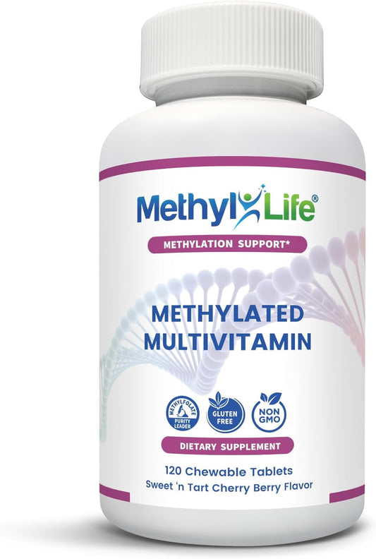 Methyl-Life Chewable Methylated Multivitamin for Children and Adults - L-Methylfolate + Active B12 – MTHFR - 30 Adult Servings