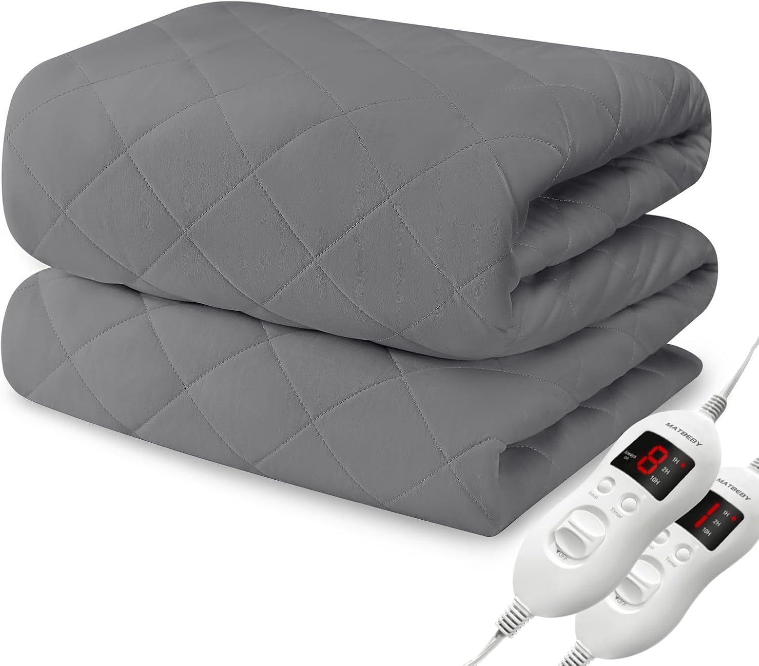Heated Mattress Pad Queen Size, Electric Mattress Pad Cover w\/Dual Control 8 Heating Settings, Bed Warmer w\/ 4 Auto Shut Off Settings, UL Certified, Deep Pocket, Machine Washable, Dark Grey