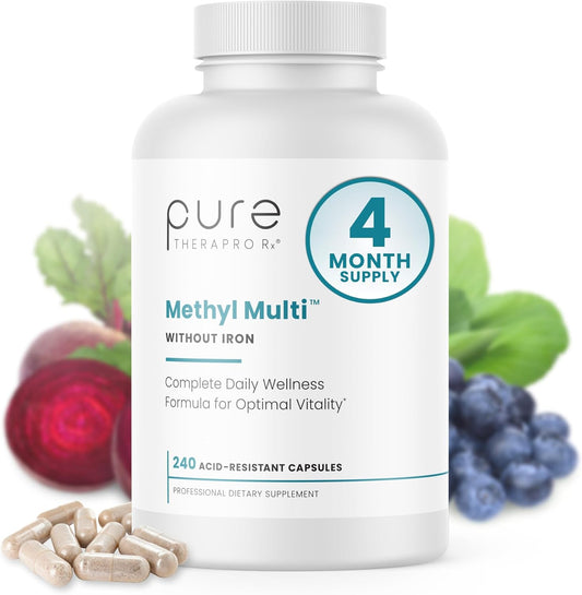 Methyl Multi Without Iron Methylated Multivitamin for Men & Women, 120-Day Supply | Methyl B12 & Methylfolate (5-MTHF) for MTHFR Support | Pharma Grade Multivitamin & Multimineral For Health, 240 Caps