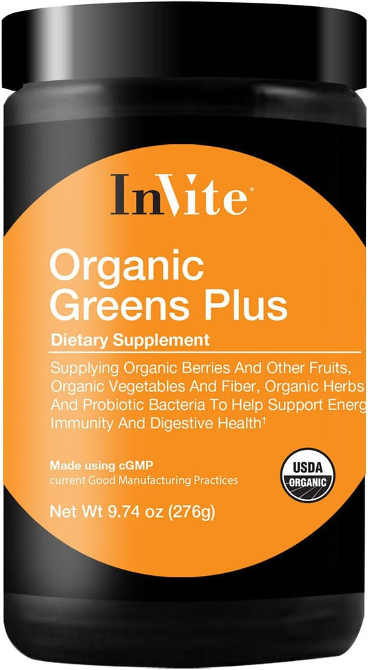 Invite Health Organic Greens Plus Hx® - Fruit and Vegetable Supplement, Superfood Powder - Formulated with Powerful Extracts Plus Fiber and Probiotics - 30 Servings(Pack of 1)