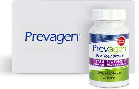 Prevagen Extra Strength 20mg, 30 Chewables|Mixed Berry-1 Pack|with Apoaequorin & Vitamin D with Attractive and Stackable Prevagen Storage Box