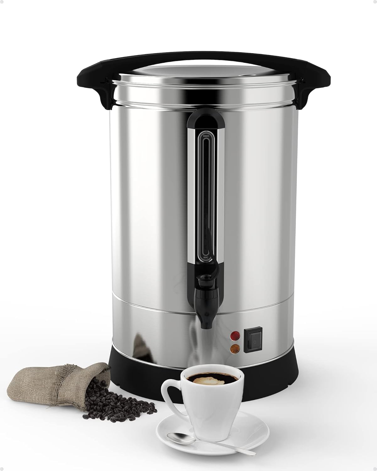 GarveeHome 100 Cups Coffee Urn,14L\/3.8 Gallon Commerical Coffee Maker for Buffet Catering Wedding Gathering,Large Capacity Hot Coffee Dispenser,Stainless Steel Hot Water Urn