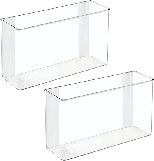 iDesign Adhesive Organizer Bin - Damage-Free Hanging for Kitchen, Bathroom, or Office - Set of 2 - Clear