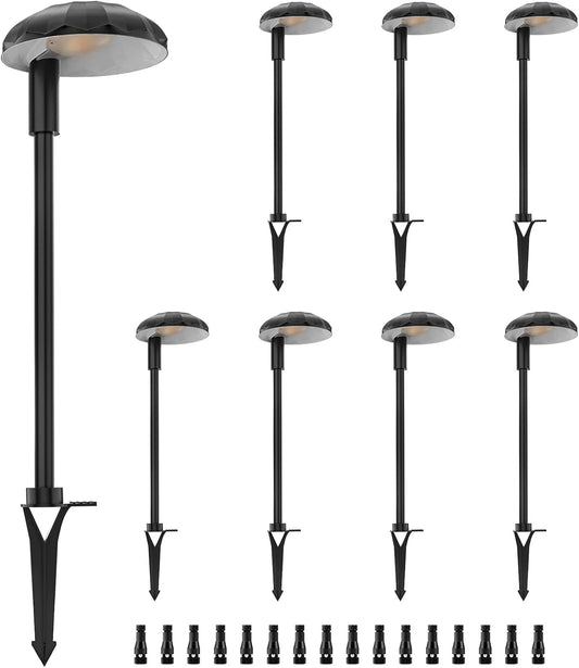 ZUCKEO LED Low Voltage Landscape Lighting 5W Landscape Pathway Lights, 12-24V Aluminum Outdoor Path Lights, Waterproof 3000K Warm White Light for Yard Garden Walkway Driveway, 8 Pack