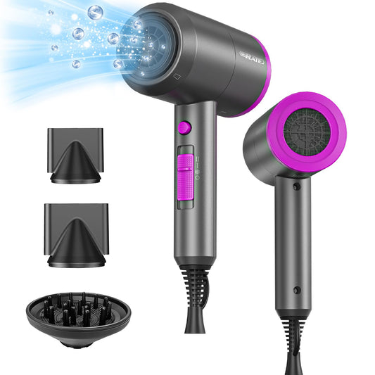 SHRATE Lightweight Ionic Hair Dryer with Diffuser - Powerful 1800W Blow Dryer for Fast Drying - Professional Low Noise Mini Hair Dryer for Travel, Gifts, Hair Styling