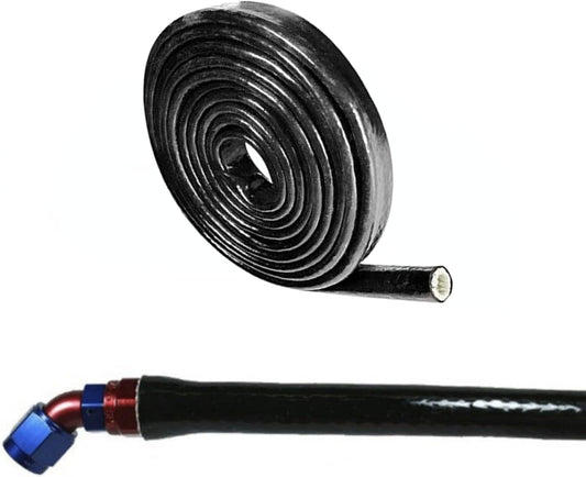 1.57"(40mm) ID Heat Shielded Fire Thermo Armor Fire Sleeve Silicone Coated Fiberglass for Automotive Hose Lines & Electrical Wiring Black, 5 feet