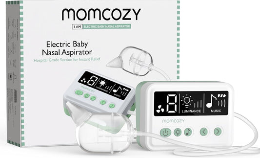 Momcozy Nasal Aspirator for Baby, [Hospital Grade] 70kPa Electric Nose Aspirator for Toddler, Baby Nose Sucker with 9 Suction Levels, Automatic Nose Cleaner with 3 Silicone Tips, 9 Music and 3 Lights