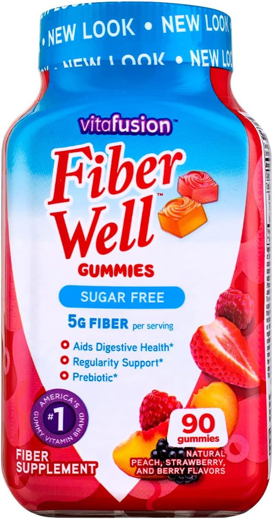VitaFusion, Fiber Well Gummies, Fiber Supplement, Assorted Flavors - 90 gummies, Pack of 3
