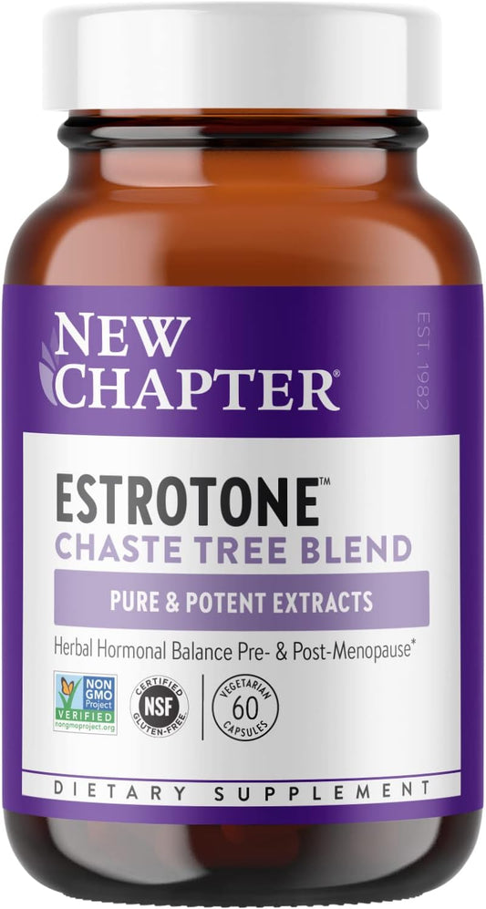 New Chapter Peri-Menopause Supplement - Estrotone Herbal Hormone-Balance Blend with Black Cohosh to Reduce Hot Flashes & Night Sweats - 60 ct Vegetarian Capsule