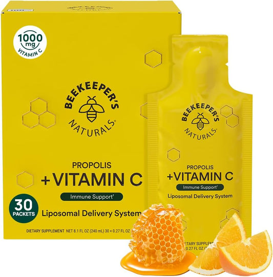 Beekeeper's Naturals Propolis Liposomal with Vitamin C Effective Bio-Available Immune Support Delivery, 30 Ct